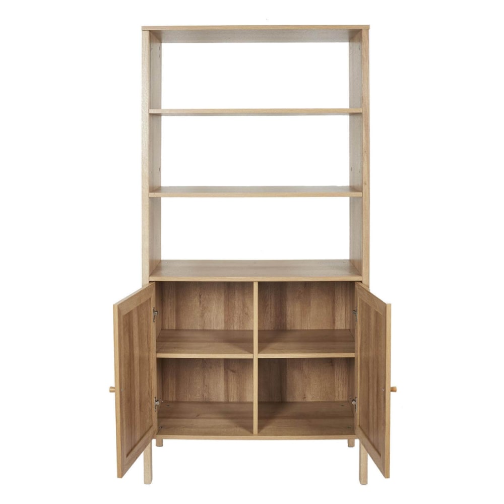 Buffet 2 portes effet bois et façades rotin - Maisons du Monde