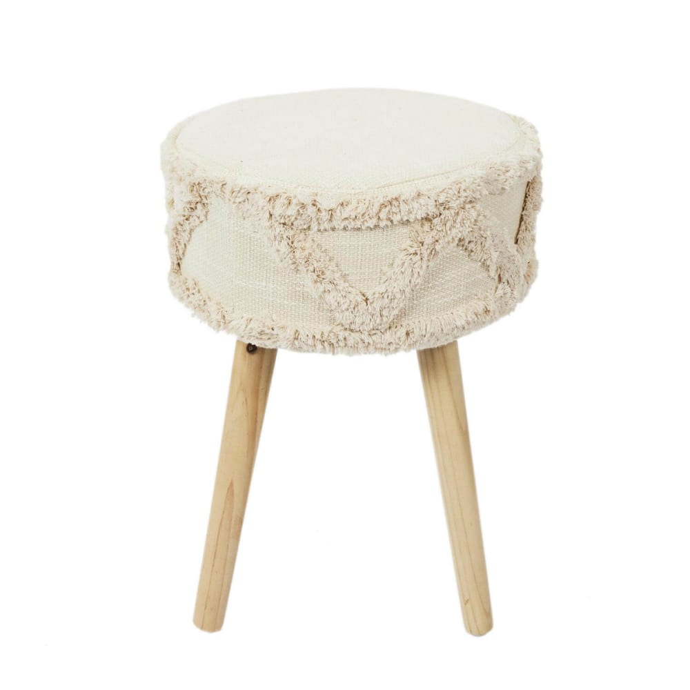 Tabouret scandinave beige motifs imitation fourrure Tabouret scandinave beige motifs imitation fourrure