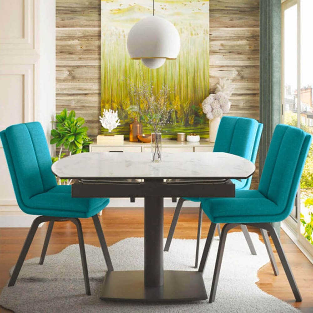 Lot de 2 chaises bleues avec sur-coussin