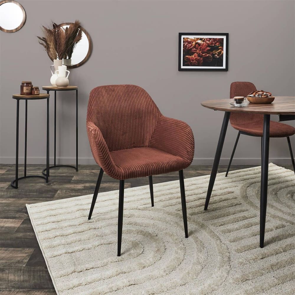 Lot de 2 fauteuils de table en velours côtelé coloris terracotta - Maisons du Monde