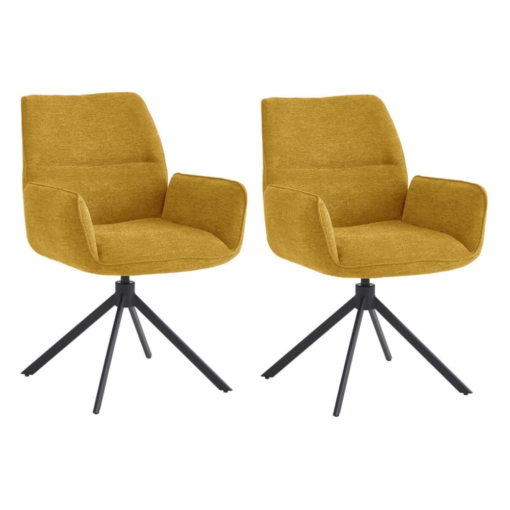 Lot de 2 fauteuils de table pivotants tissu coloris jaune - Maisons du Monde