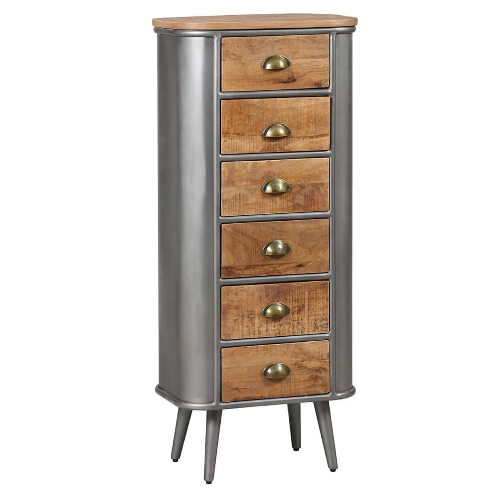 Chiffonnier 6 tiroirs bois et acier patiné — Beyit