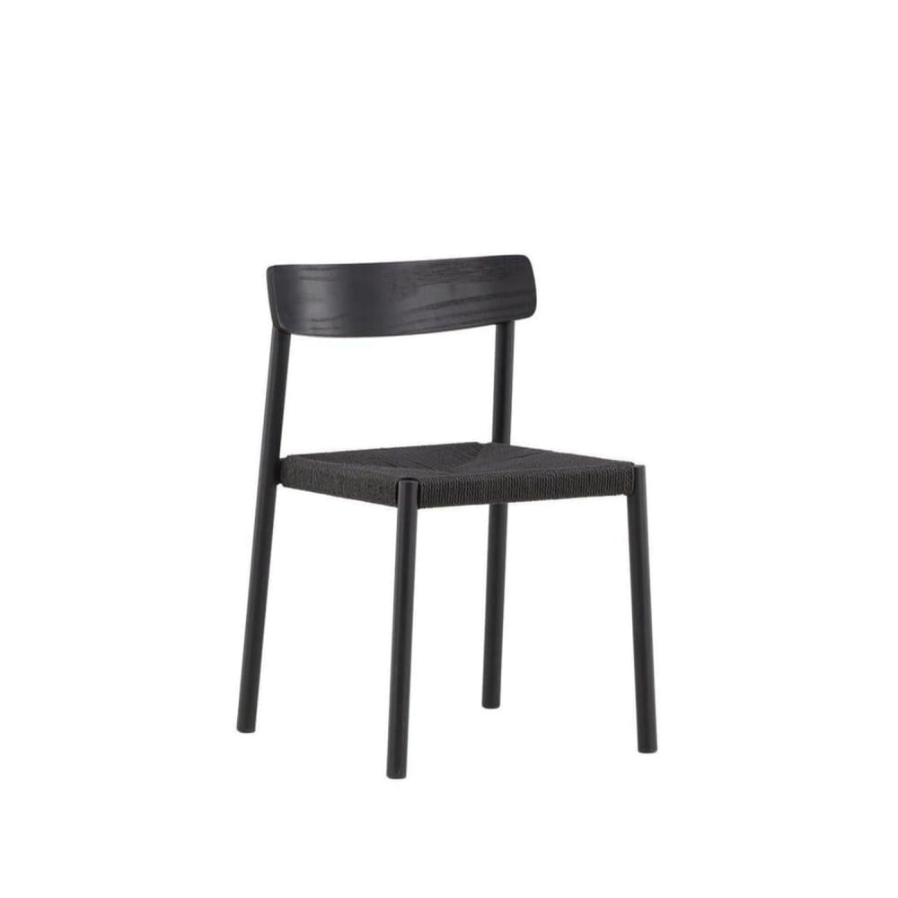 Vind Holzstuhl Malmön mit Sitz aus Holzgeflecht, Schwarz style modern Schwarz Metall
