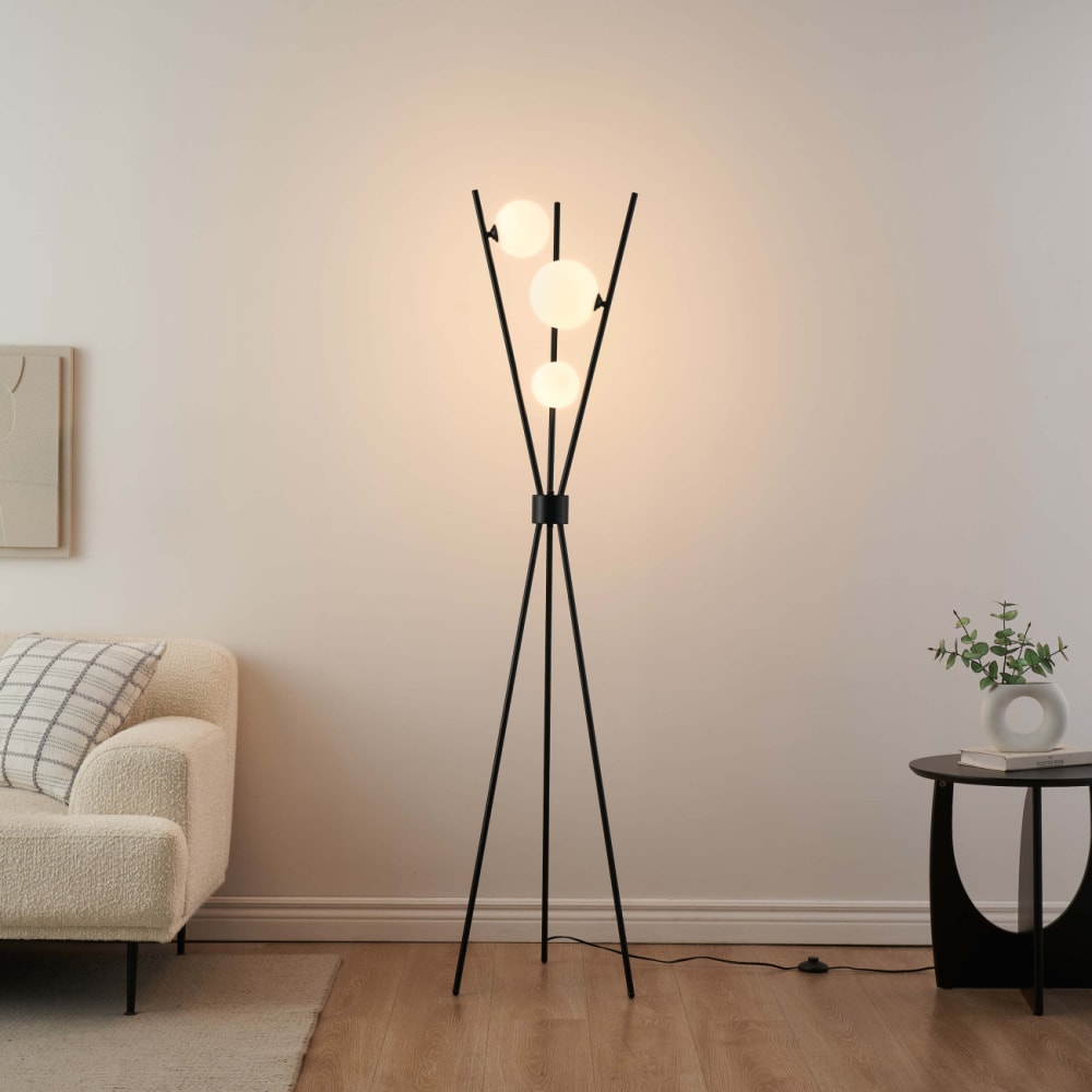 Lampadaire en verre noir et blanc 165 cm — vue 3