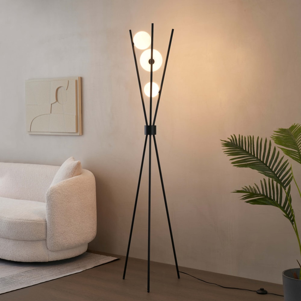Lampadaire en verre noir et blanc 165 cm — vue 4