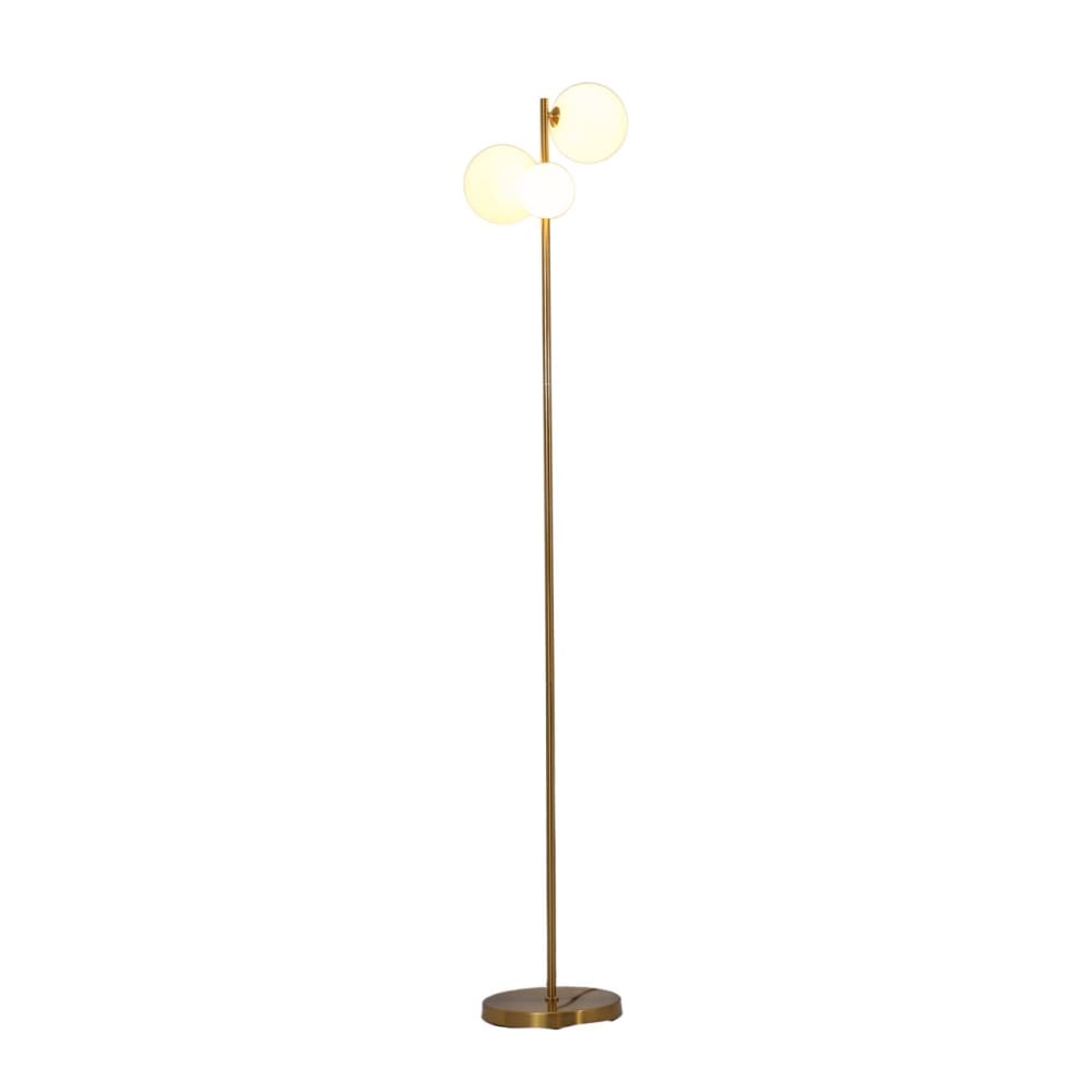 Kosilum Stehleuchte aus Metall und Glas 150 cm, Messing und Weiß Gold Glas