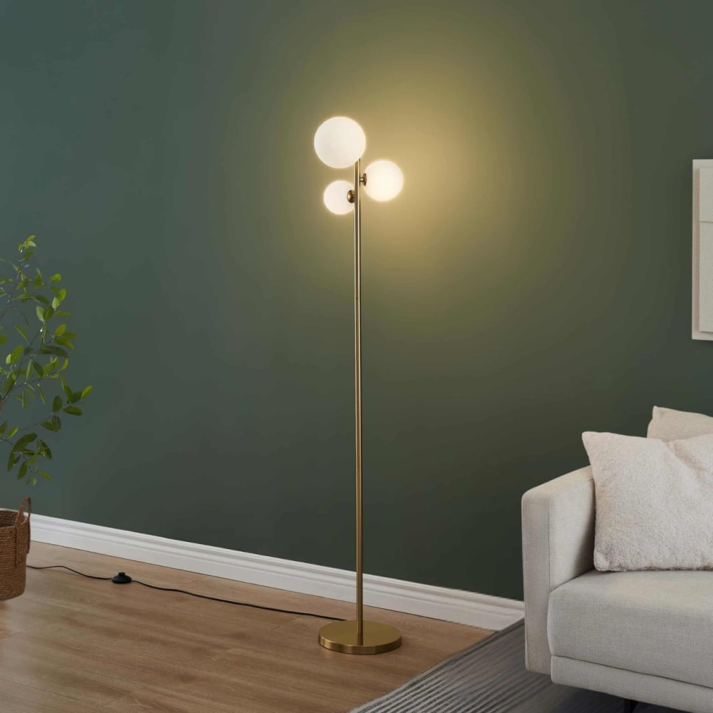 Lampadaire en verre laiton et blanc 150 cm — vue 3