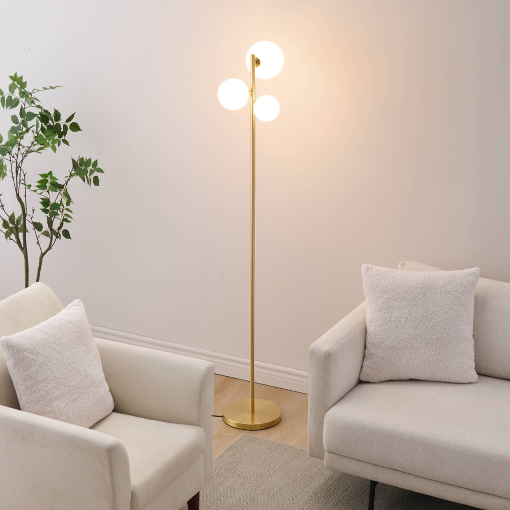 Lampadaire en verre laiton et blanc 150 cm — vue 4