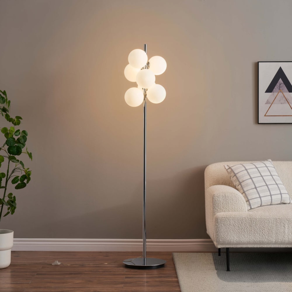 Lampadaire en verre blanc et argenté 161 cm — vue 3