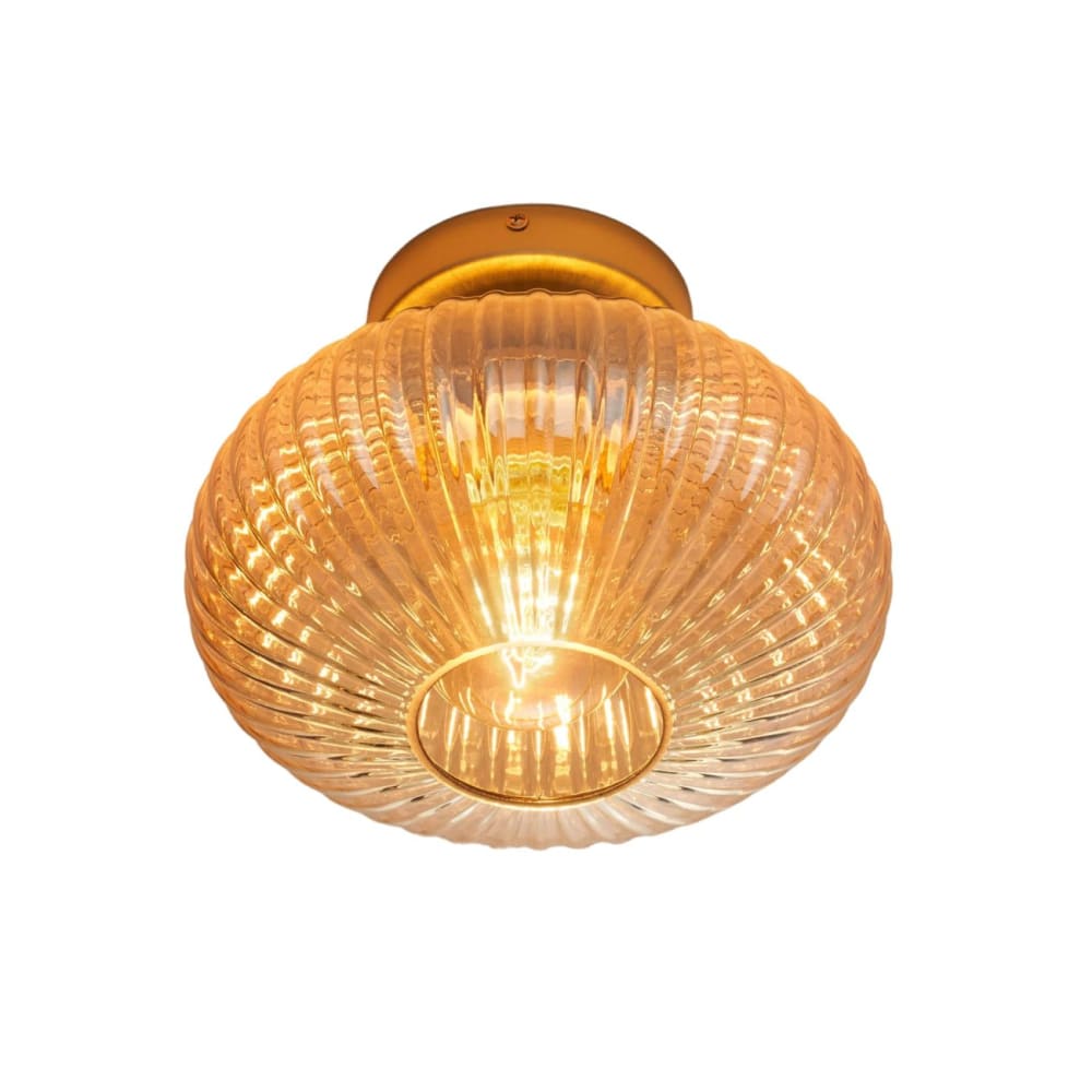 Kosilum Wandleuchte aus Metall und Glas 20 cm, Bernstein und Gold Gold Glas