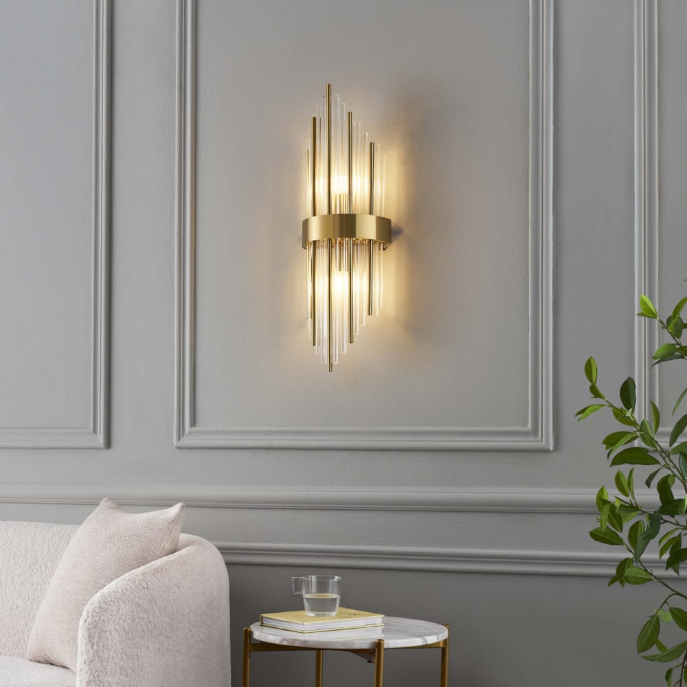 Applique en verre transparent et doré 60 cm — vue 3