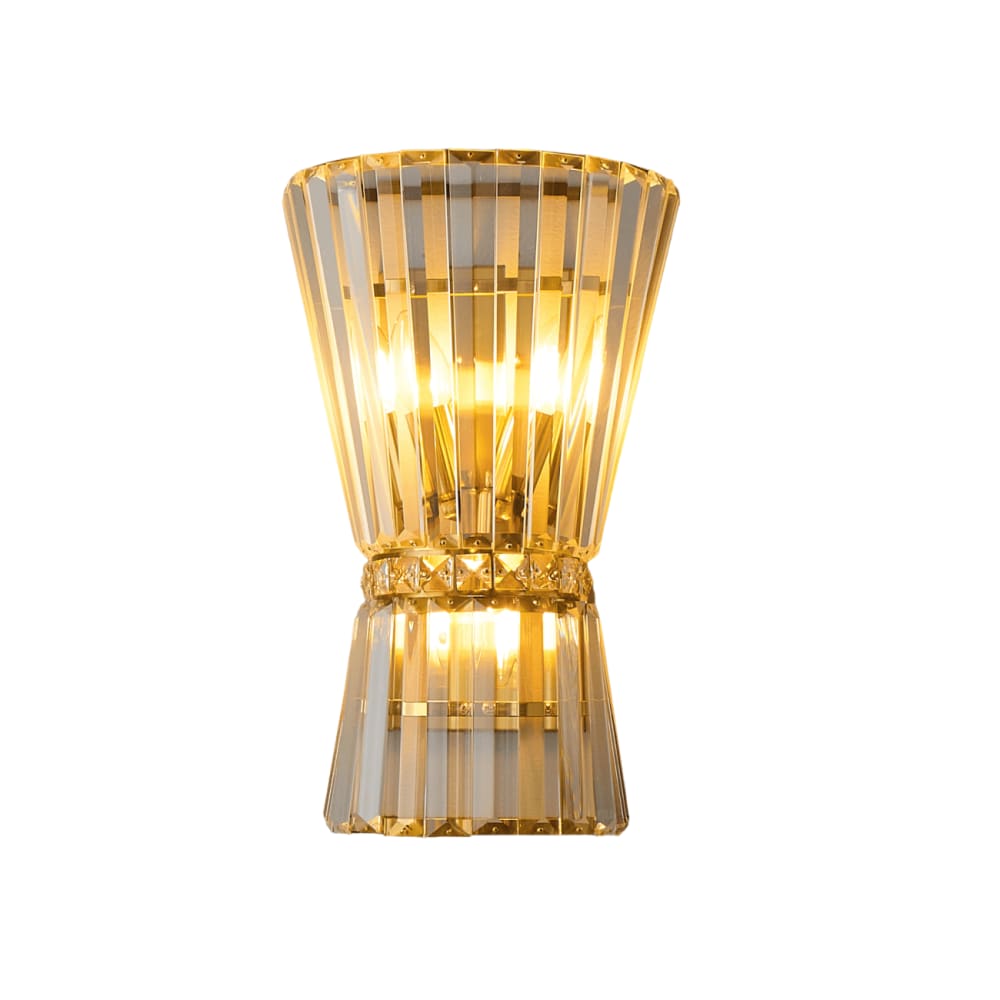 Kosilum Wandleuchte aus Metall und Kristall 42 cm, Transparent und goldfarben Transparent Glas