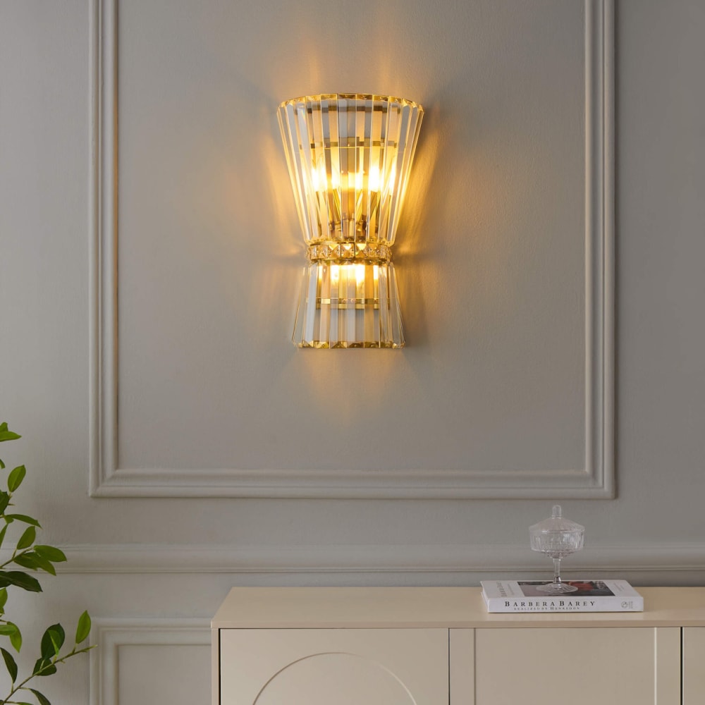 Applique en verre transparent et doré 42 cm — vue 3