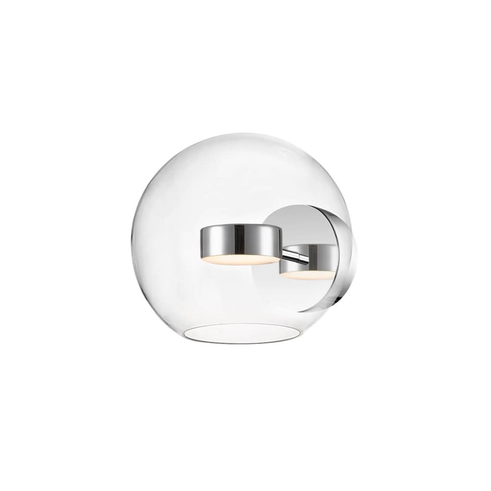 Kosilum Verchromte LED-Wandleuchte mit Glaskugel - Gica Transparent Glas