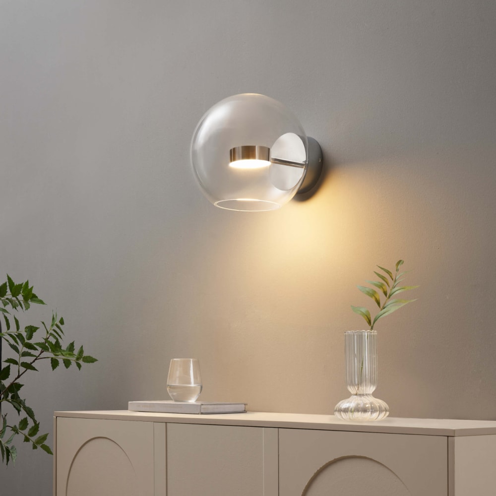 Applique en verre transparent et chromé 23 cm — vue 3