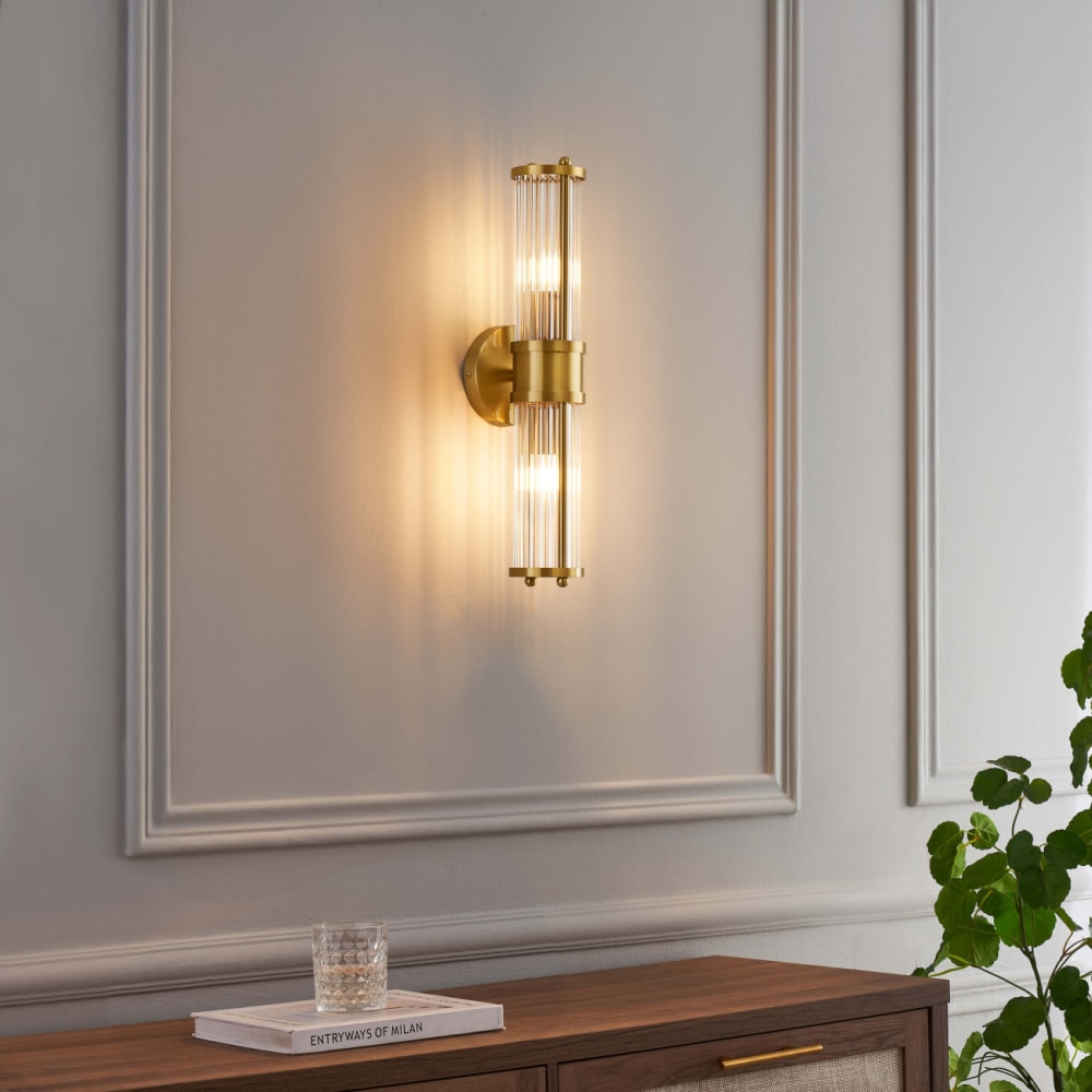 Applique en verre transparent et doré 50 cm - Maisons du Monde