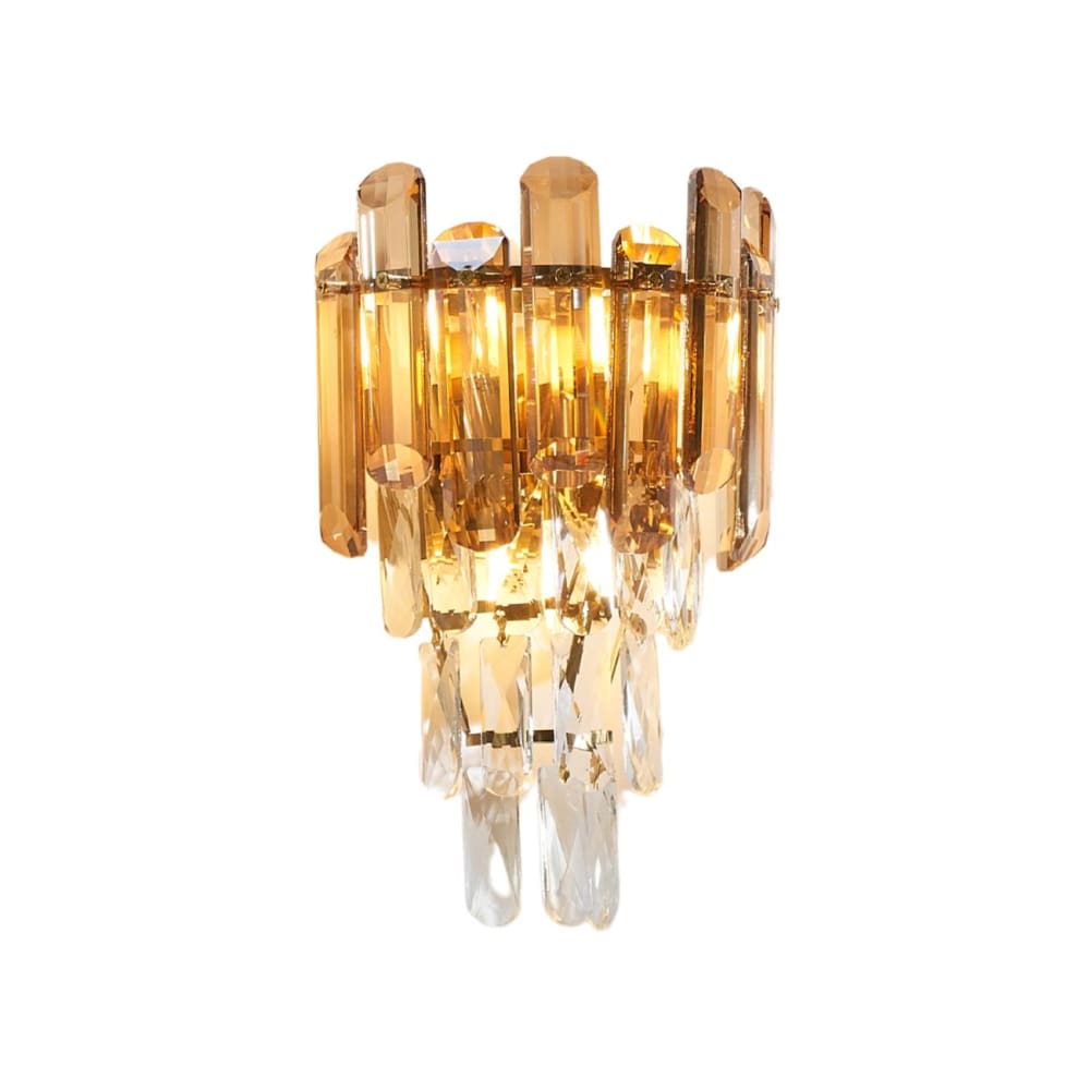 Kosilum Goldfarbene Prestige Kristallwandleuchte in Wasserfallform - Elemia Gold Glas
