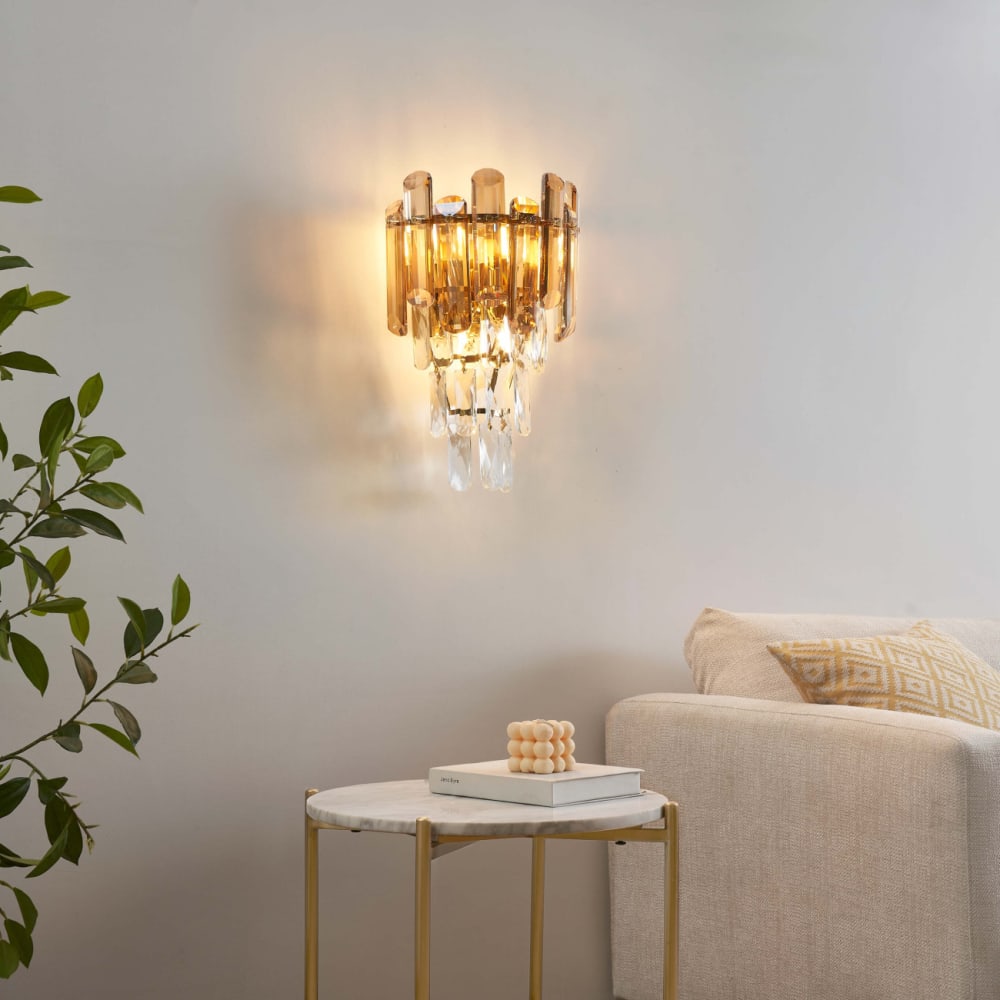 Applique en verre doré, transparent et ambré 35 cm - Maisons du Monde