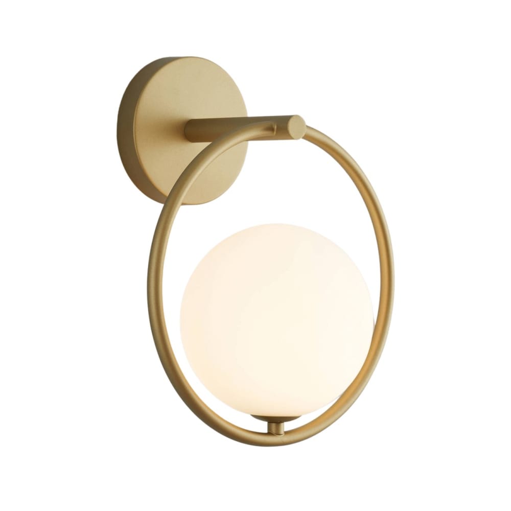 Kosilum Wandleuchte aus Metall und Glas 30 cm, Weiß und Gold Gold Glas