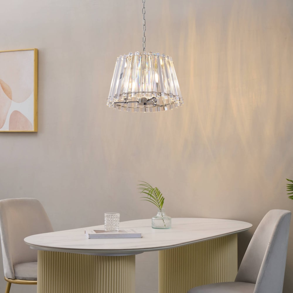 Suspension en verre transparent et chromé 38 cm - Maisons du Monde