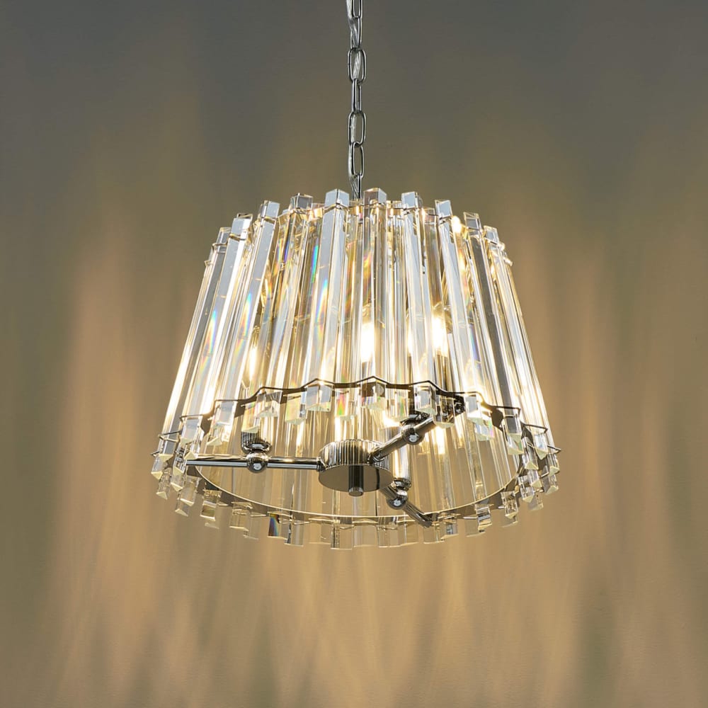 Suspension en verre transparent et chromé 38 cm — vue 4