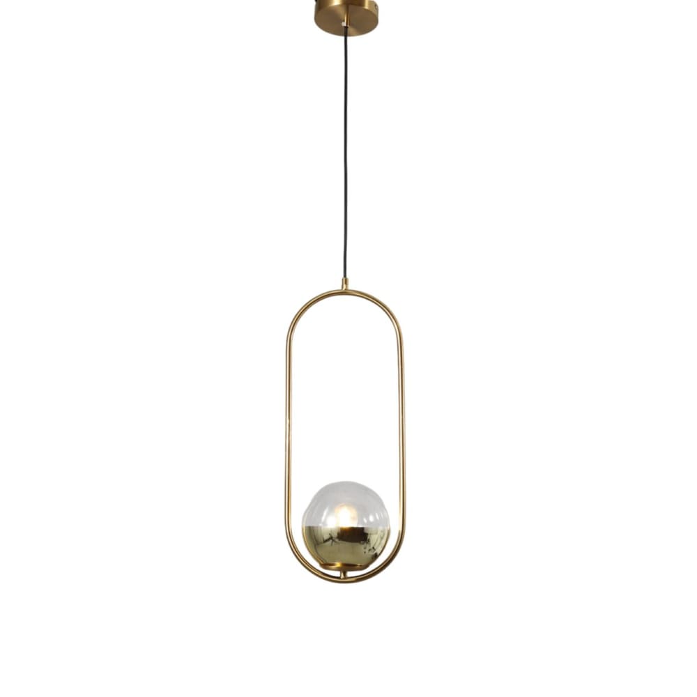Kosilum Hängeleuchte aus Metall und Glas 50 cm, Transparent und goldfarben Transparent Glas