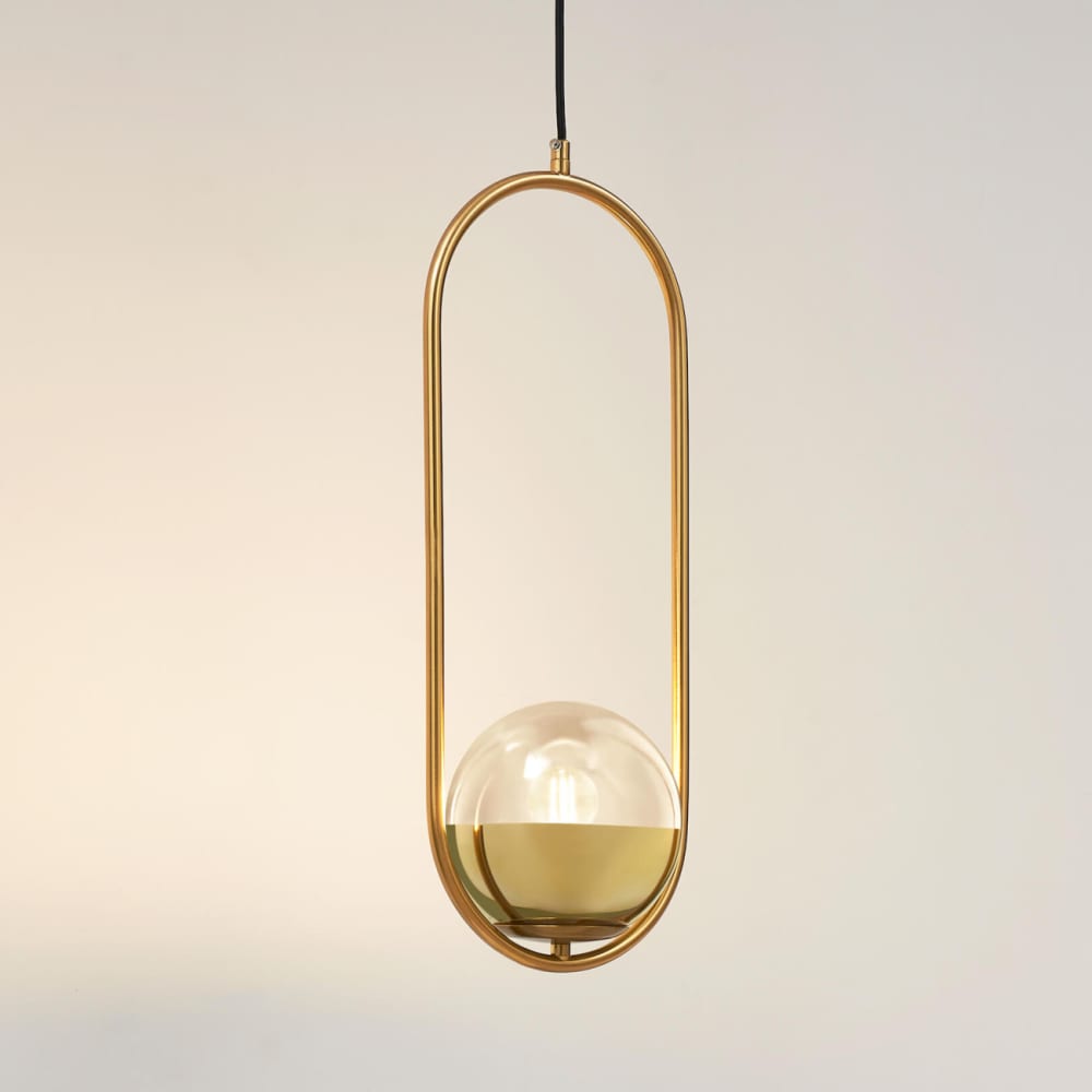 Suspension en verre transparent et doré 50 cm — vue 4