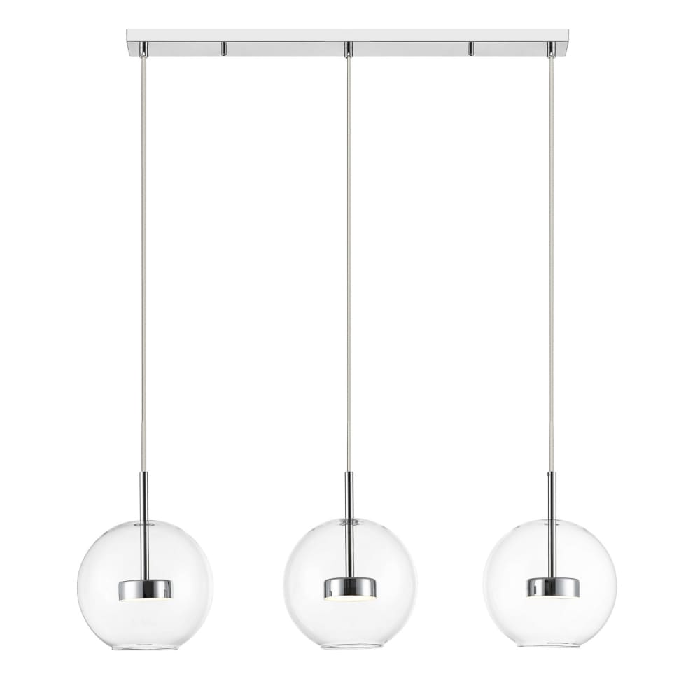Kosilum Hängeleuchte aus Metall und Glas 84 cm, Transparent und verchromt Transparent Glas