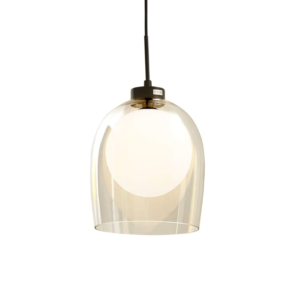 Kosilum Hängeleuchte aus Metall und Glas 29 cm, Transparent und weiß Transparent Glas