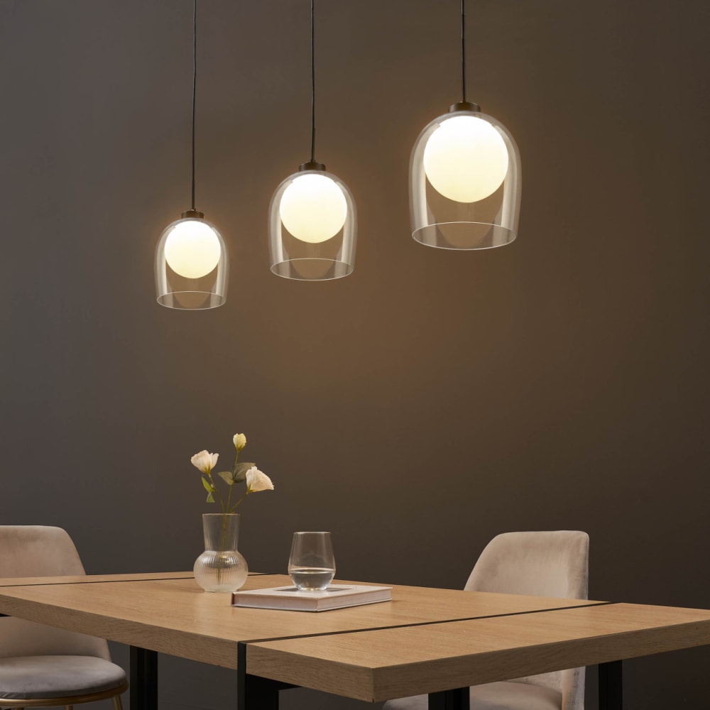 Suspension en verre transparent et blanc 29 cm — vue 4