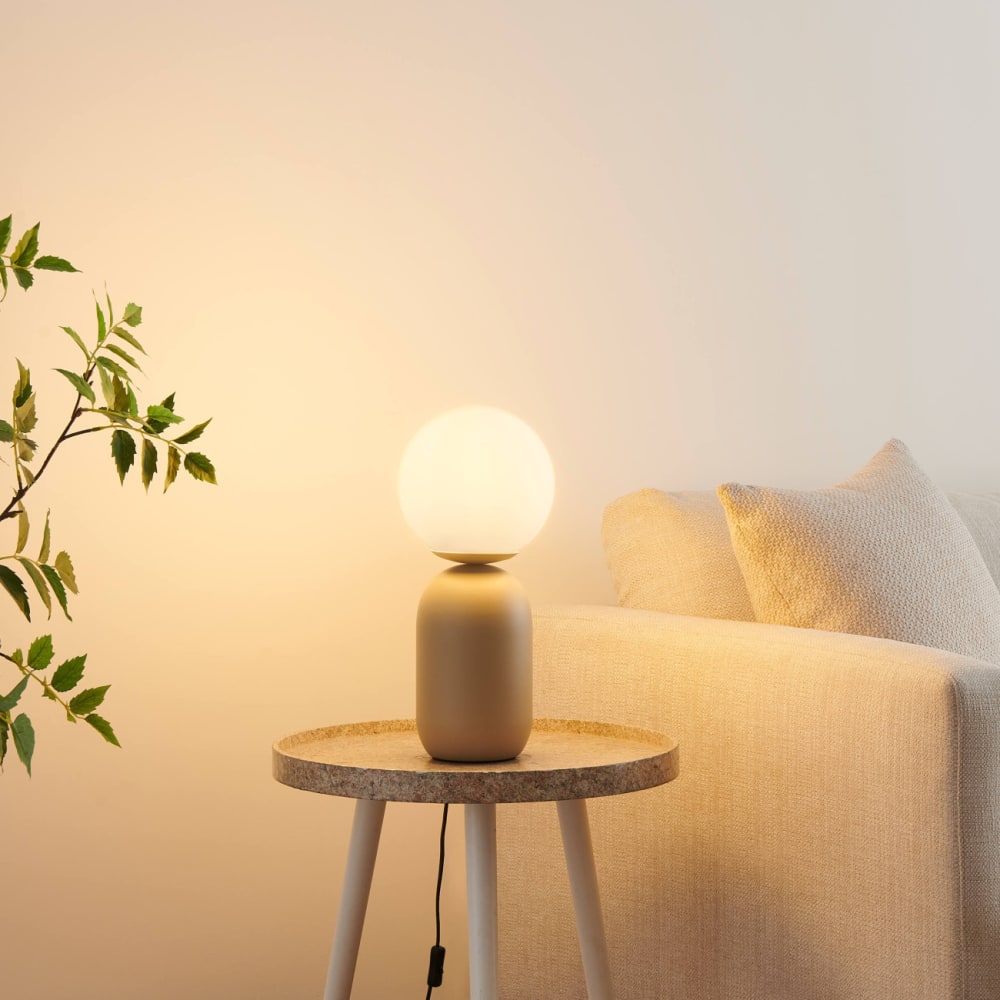 Luminaire en verre blanc et taupe 33 cm - Maisons du Monde