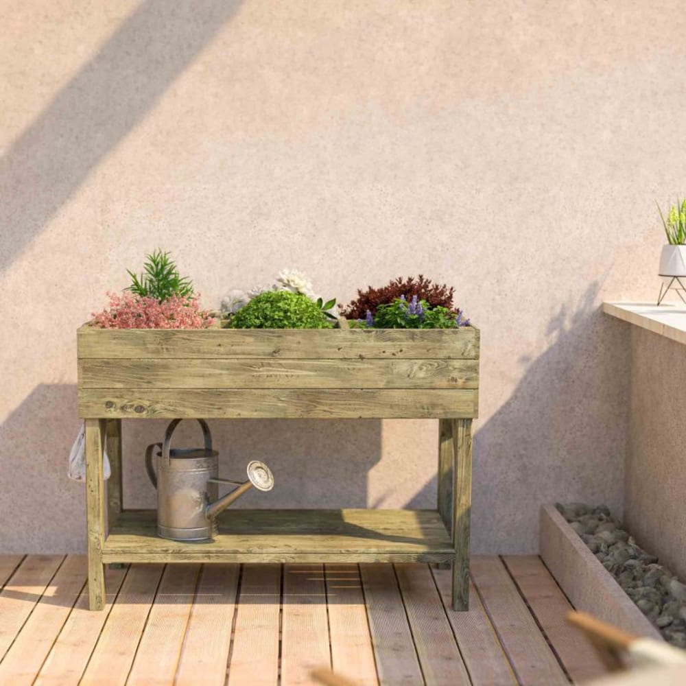 Carré potager en bois marron 120 x 60 x 87 cm 110L