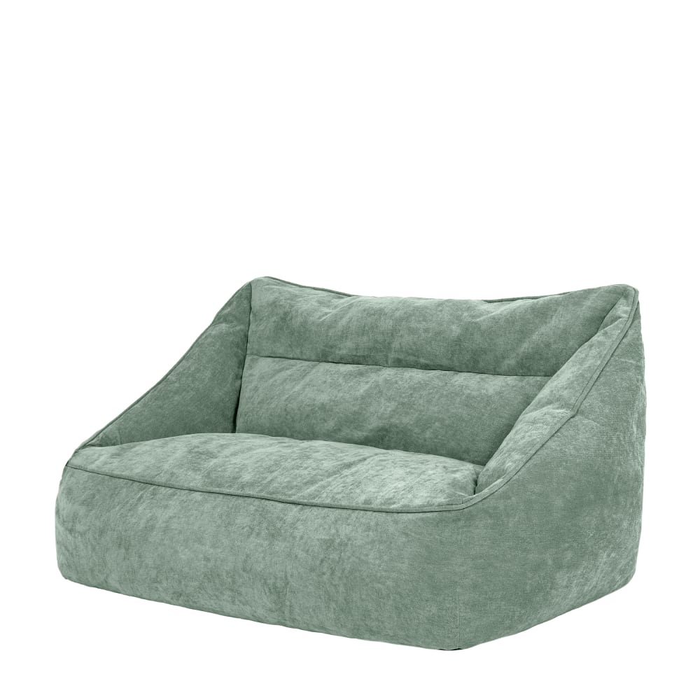 Pouf géant canapé en tissu chenille texturé vert sauge