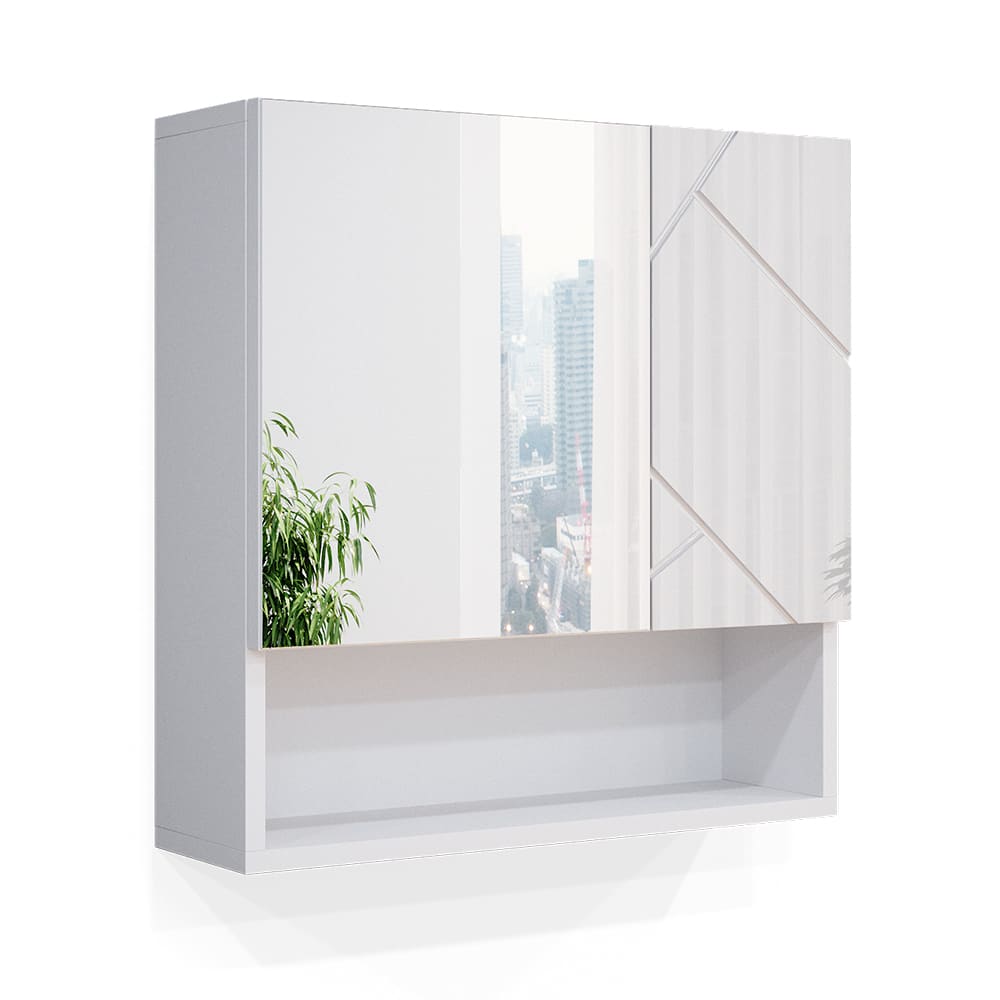 Vicco Badspiegelschrank, Weiß 54 x 55cm style modern Weiß Spanplatte