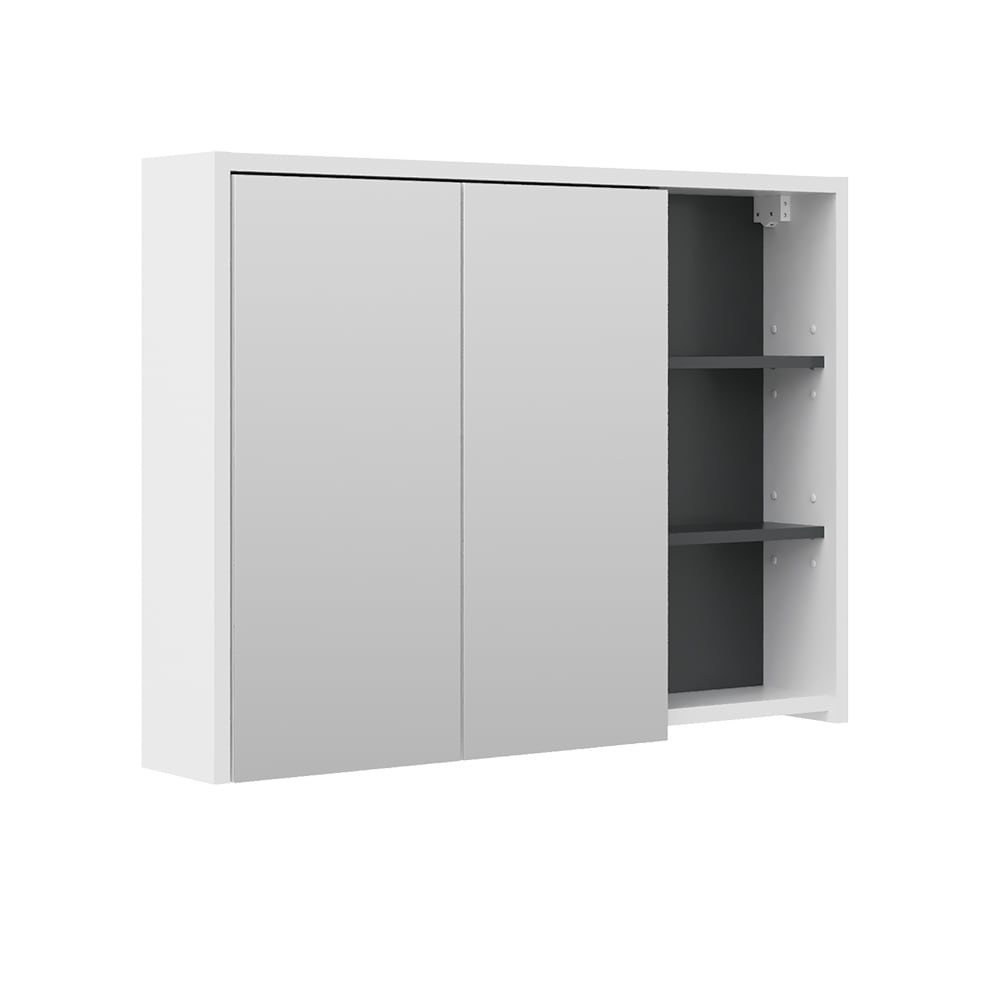 Vicco Badspiegelschrank, Weiß/Anthrazit 100 x 75cm style modern Weiß Spanplatte