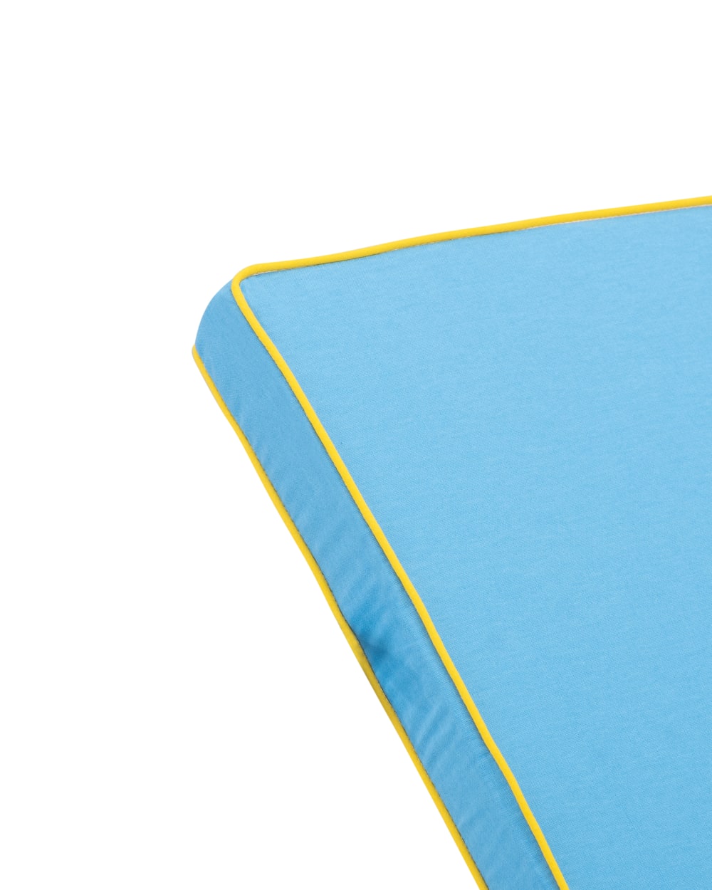 Coussin chaise longue uni/bordure et coussin décoratif ciel/jaune