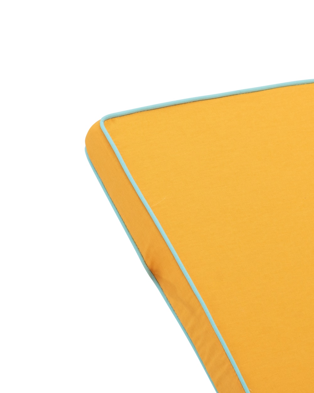 Coussin chaise longue uni/bordure et coussin décoratif jaune/turquoise