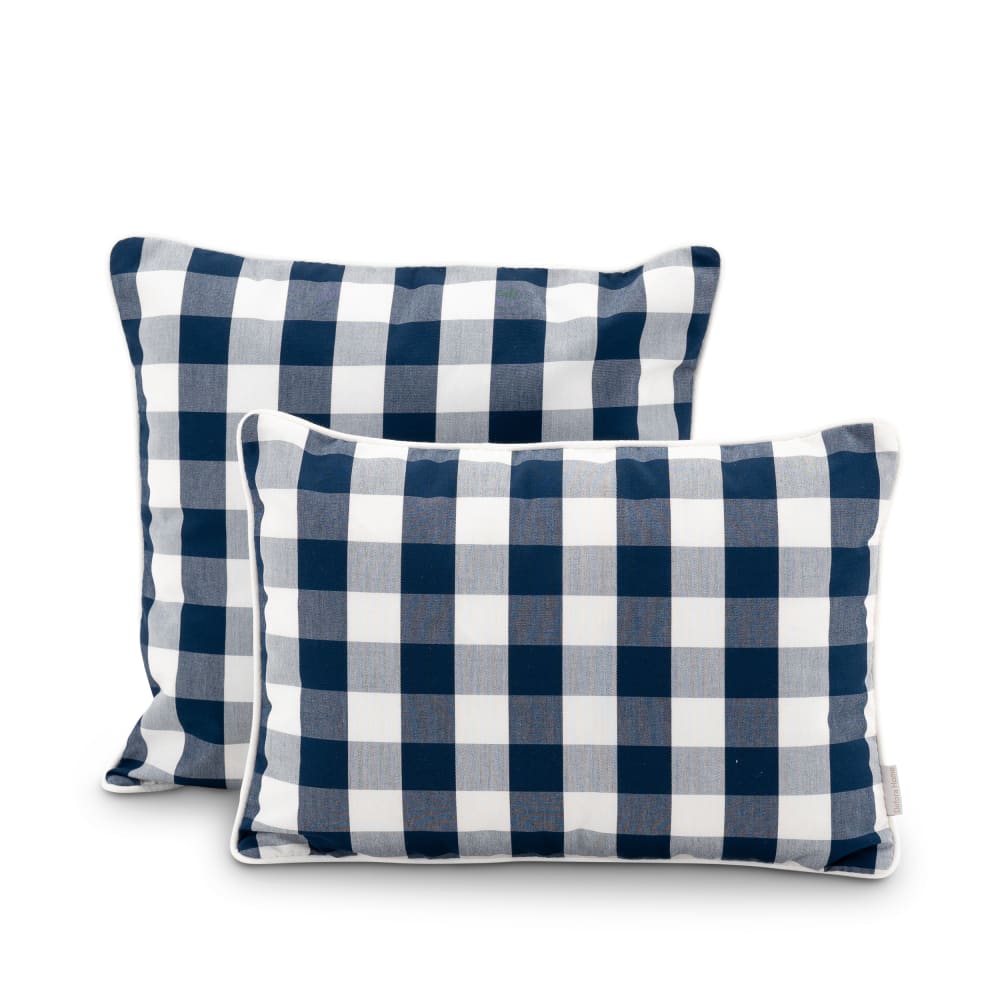 Lot de 2 coussins décoratifs à carreaux bleu/blanc