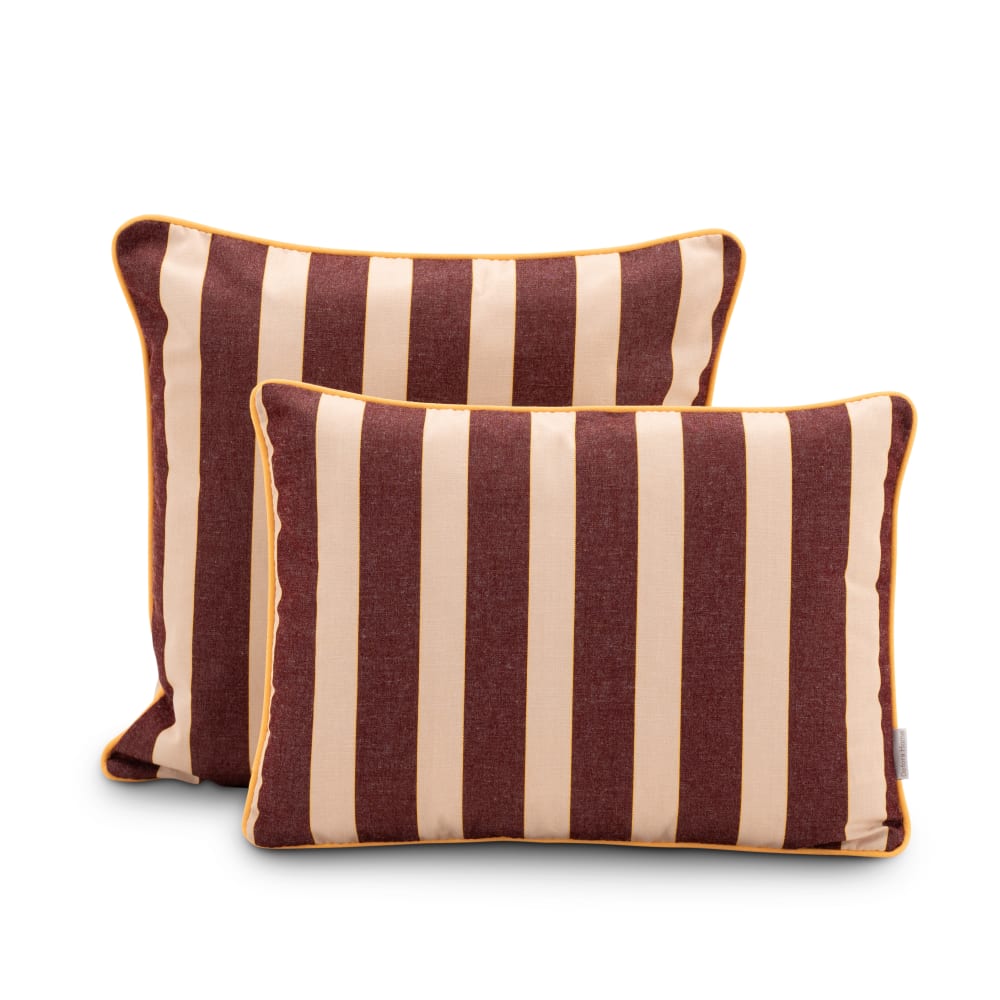Lot de 2 coussins décoratifs rayés marron/beige