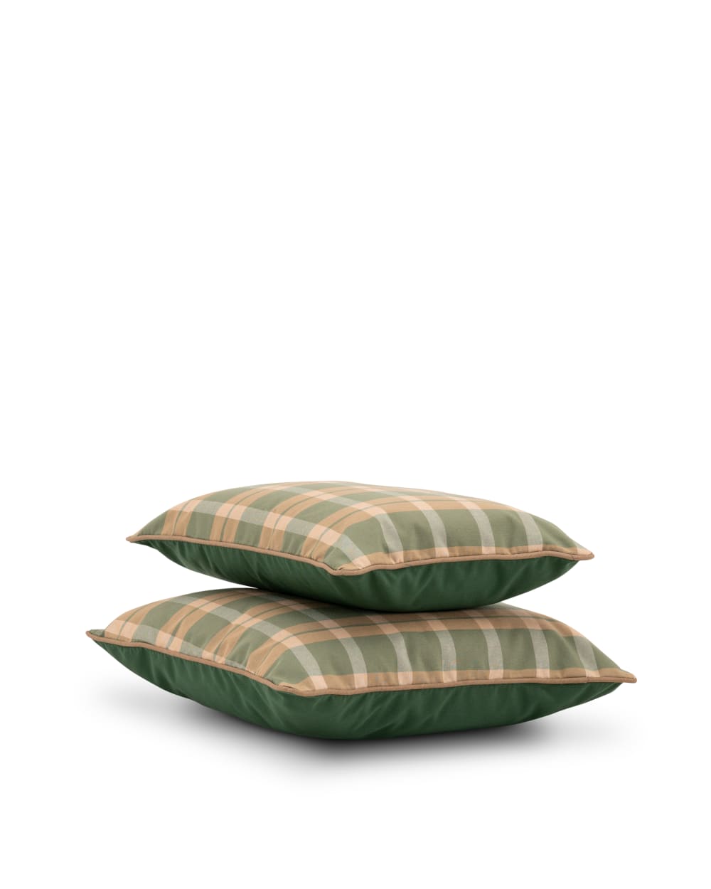 Lot de 2 coussins décoratifs à carreaux vert/cannelle - Maisons du Monde