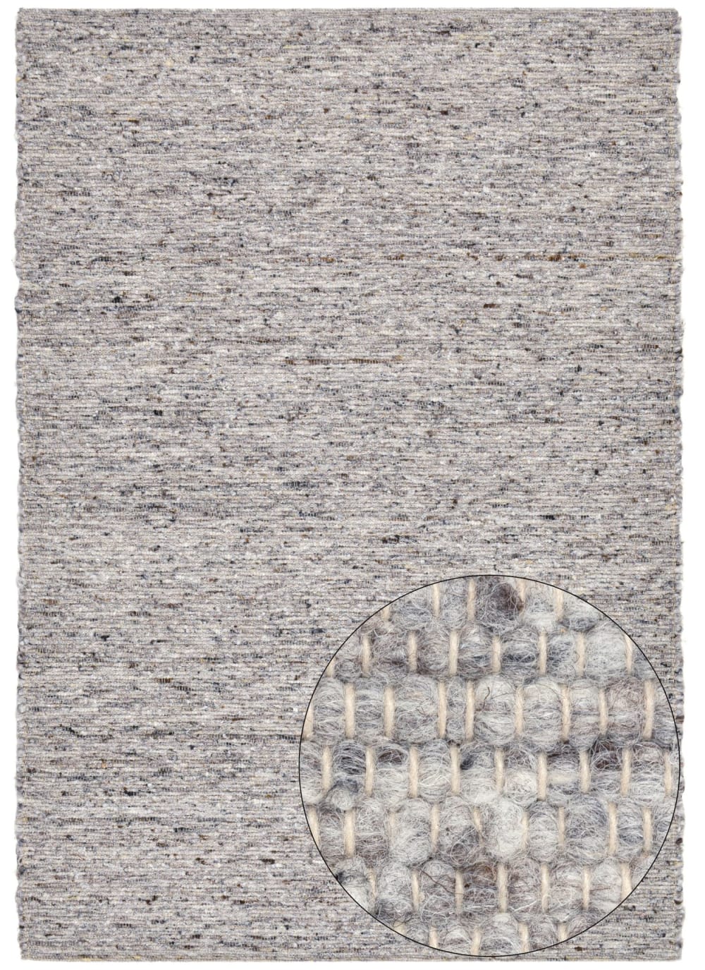 Tapis tissé à la main en laine naturelle gris 90x160 cm