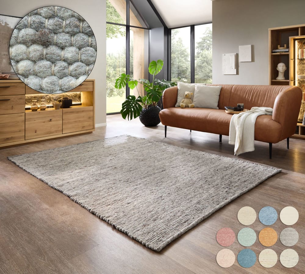 Tapis tissé main en laine vierge - gris 120x180 cm - Maisons du Monde