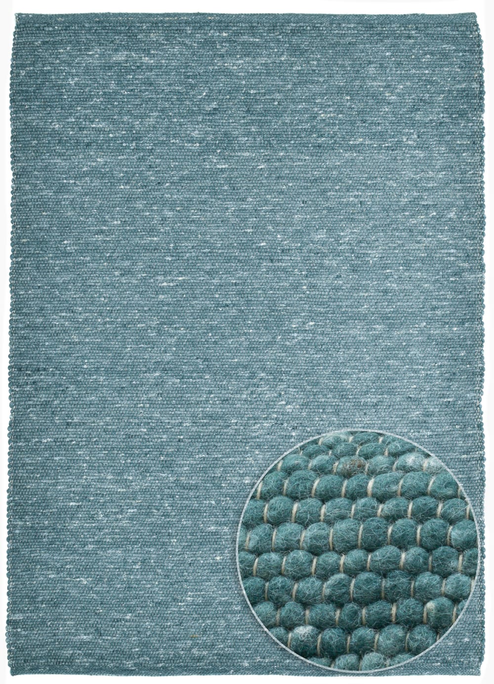 THEKO Tapis tissé main en laine vierge - Bleu foncé 70x140 cm style campagne Bleu