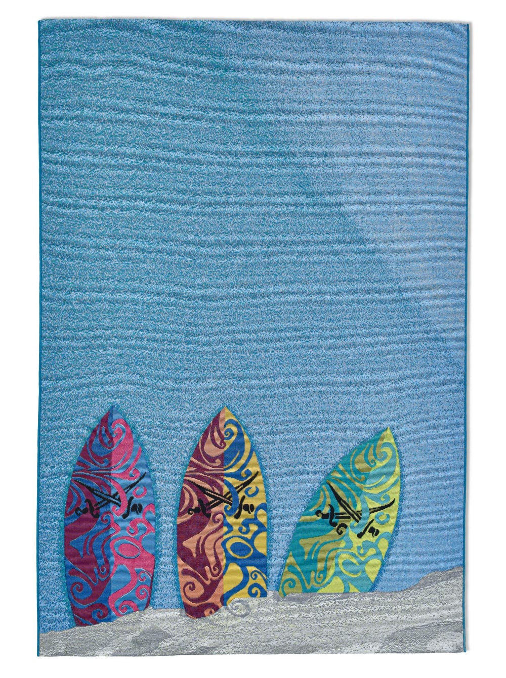 Tapis d'été tissé pour l'extérieur bleu multicolore 80x165 cm