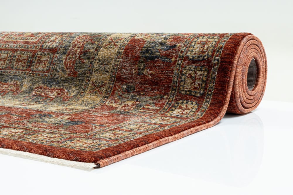 Tapis à bordure classique en polyester rouge multicolore 60x130 cm — vue 3