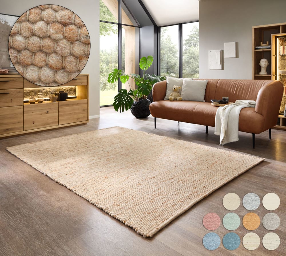 Tapis tissé main en laine vierge - Beige foncé 70x140 cm — vue 3