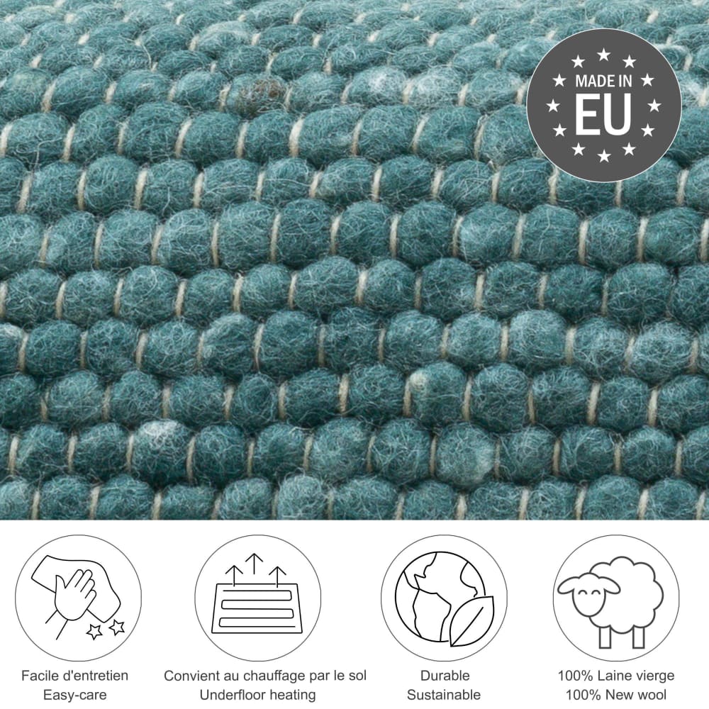 Tapis tissé main en laine vierge - Bleu foncé 120x180 cm — vue 4