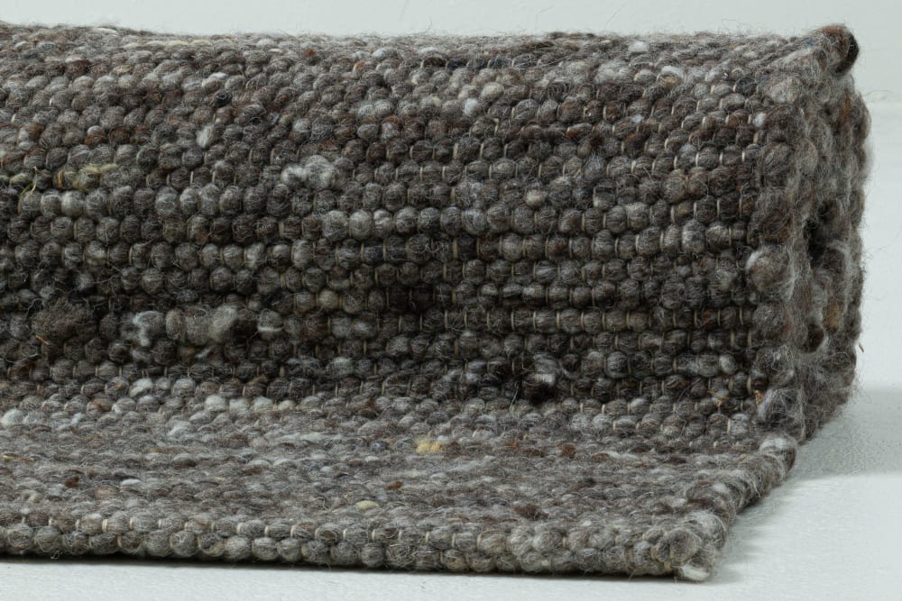 Tapis tissé à la main en laine naturelle gris 70x240 — vue 3
