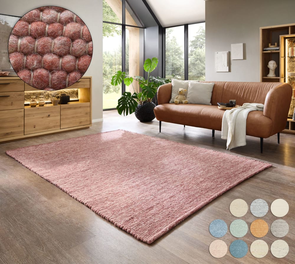 Tapis tissé main en laine vierge - rouge 40x60 cm — vue 3