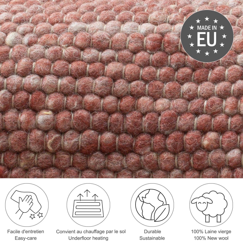 Tapis tissé main en laine vierge - rouge 40x60 cm — vue 4